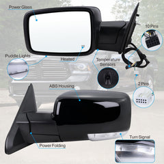 Lqito left driver mirror Ram 1500 side view, durable housing for harsh conditions