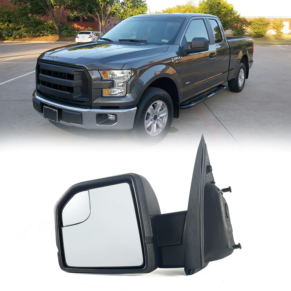 Lqito left driver side mirror with blind spot glass for Ford F-150 2015–2020, enhanced lane awareness