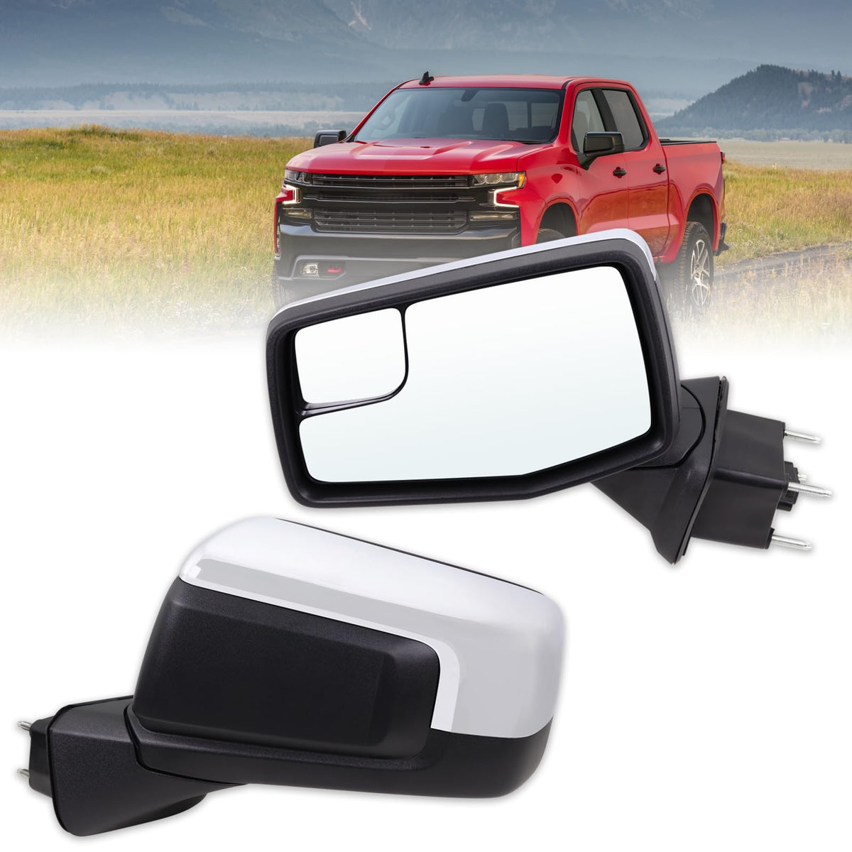 Lqito left driver side mirror for Chevy Silverado 1500 with chrome finish