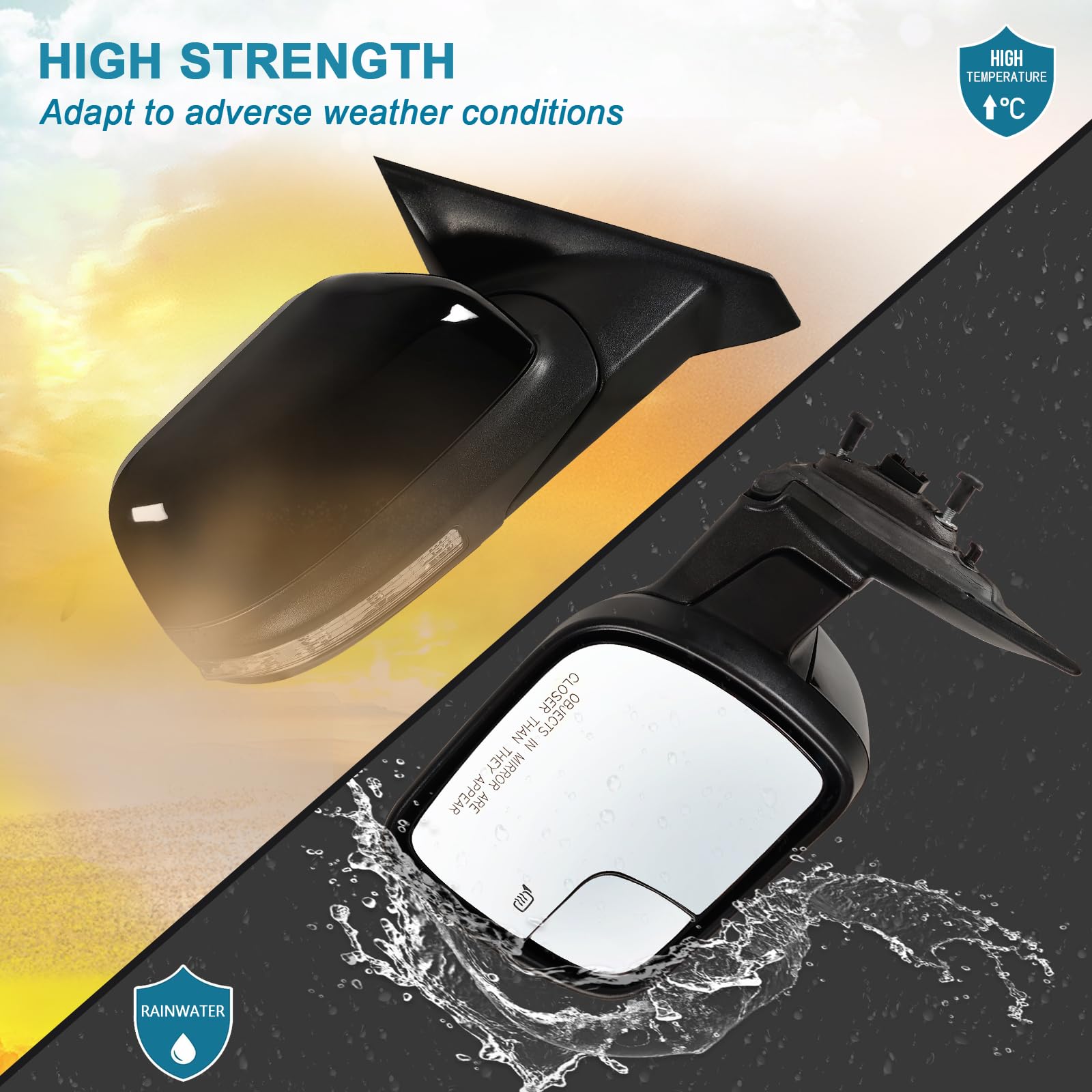 Lqito no-power-folding mirror design simplifies replacement and preserves factory footprint.