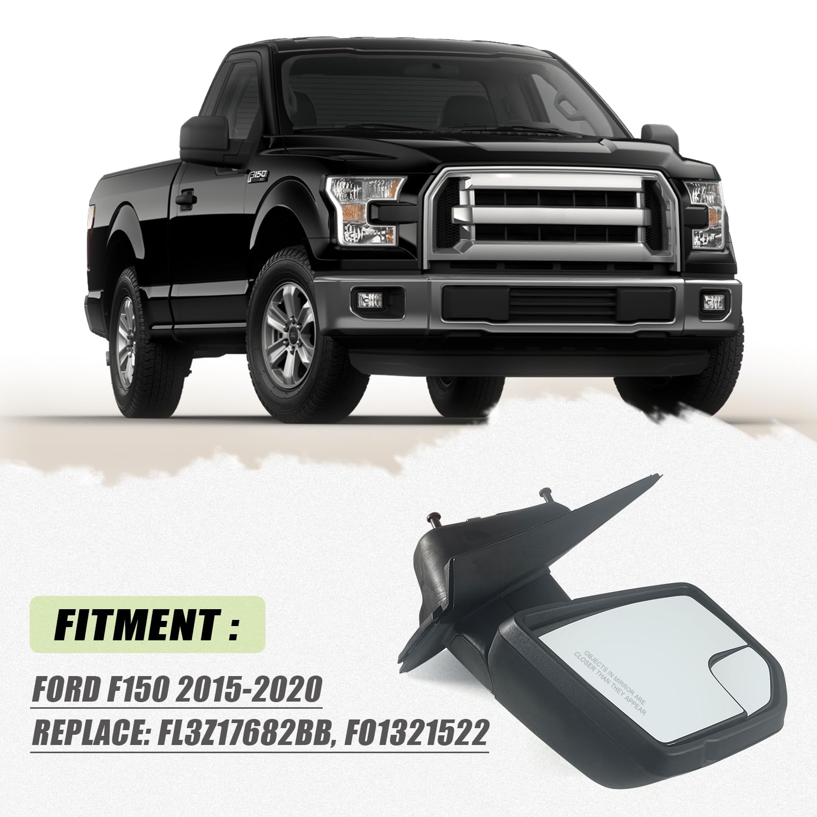 Lqito non-heated mirror replacement; no extra sensors required.