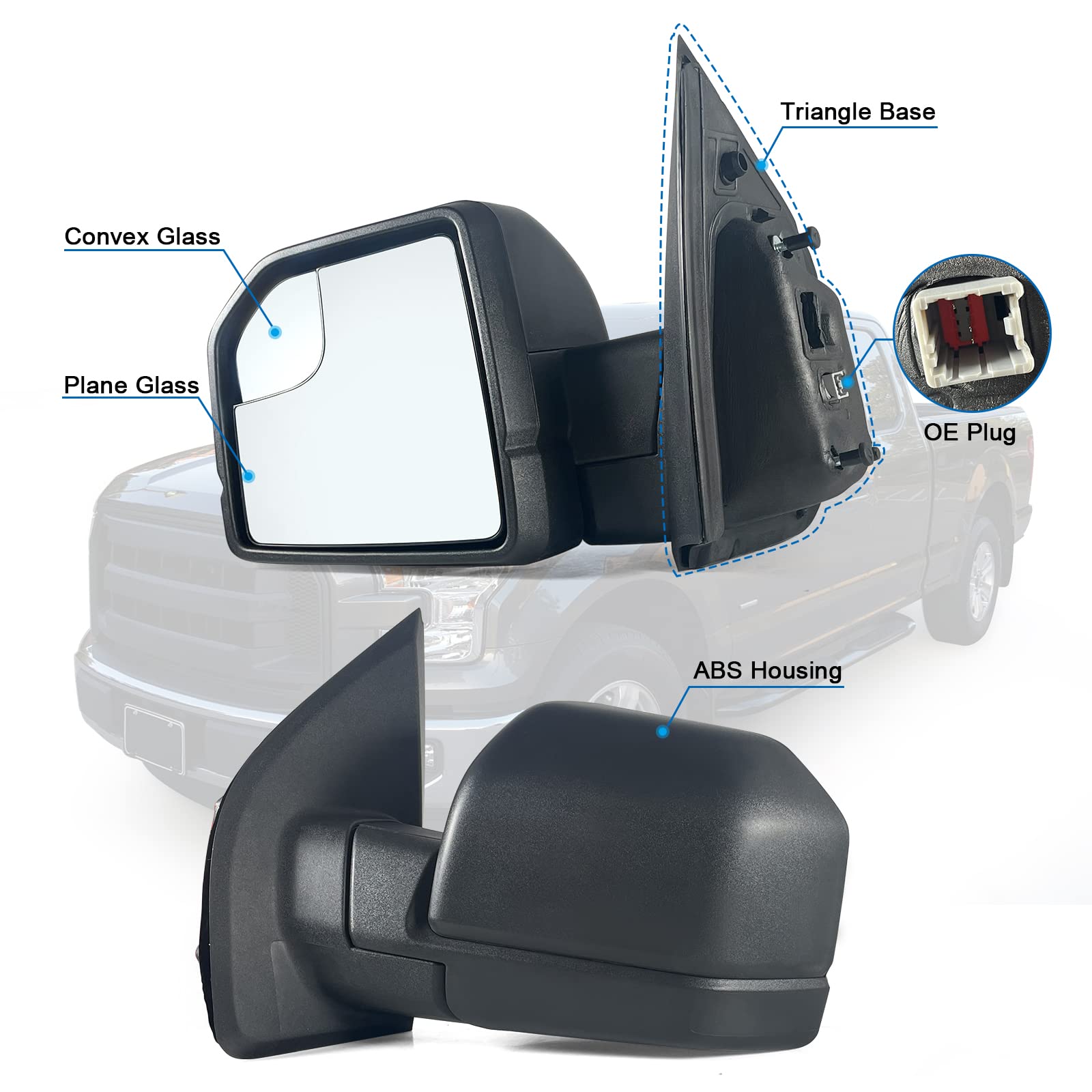 Lqito power-adjustable mirror for Ford F-150 2015–2020 improves quick positioning