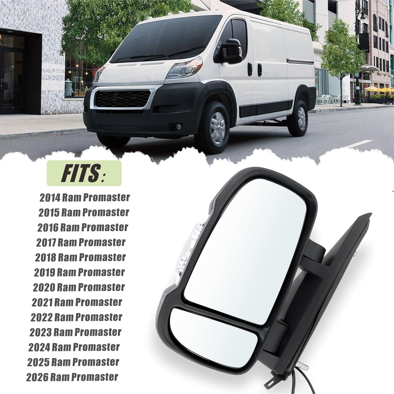 Lqito Ram ProMaster left mirror replacement ensures OEM look