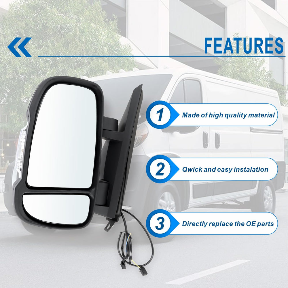 Lqito Ram ProMaster left mirror with turn signal light for better visibility