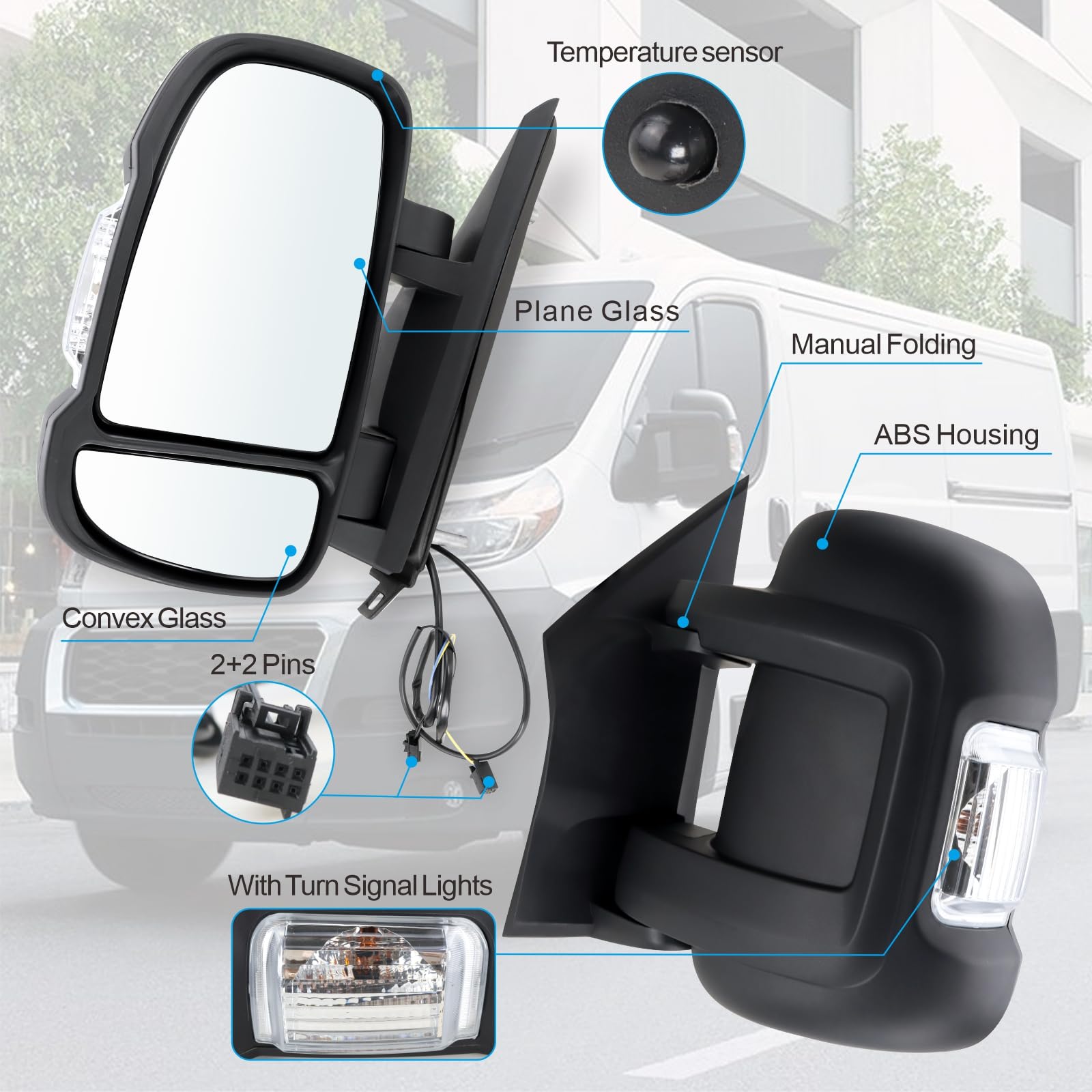 Lqito Ram ProMaster left mirror with temperature sensor for ambient readings