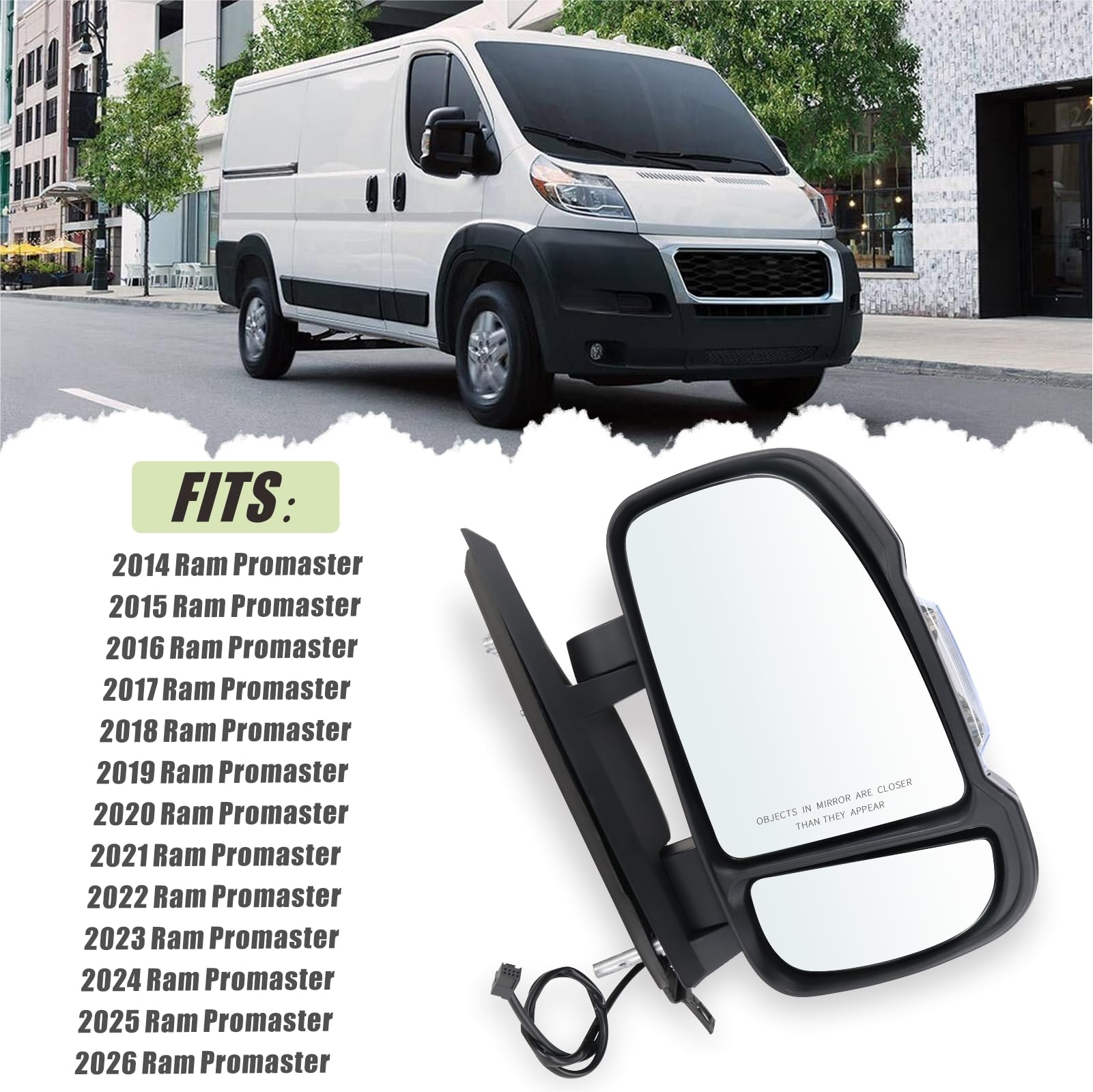Lqito Ram Promaster mirror PA66 housing for durability