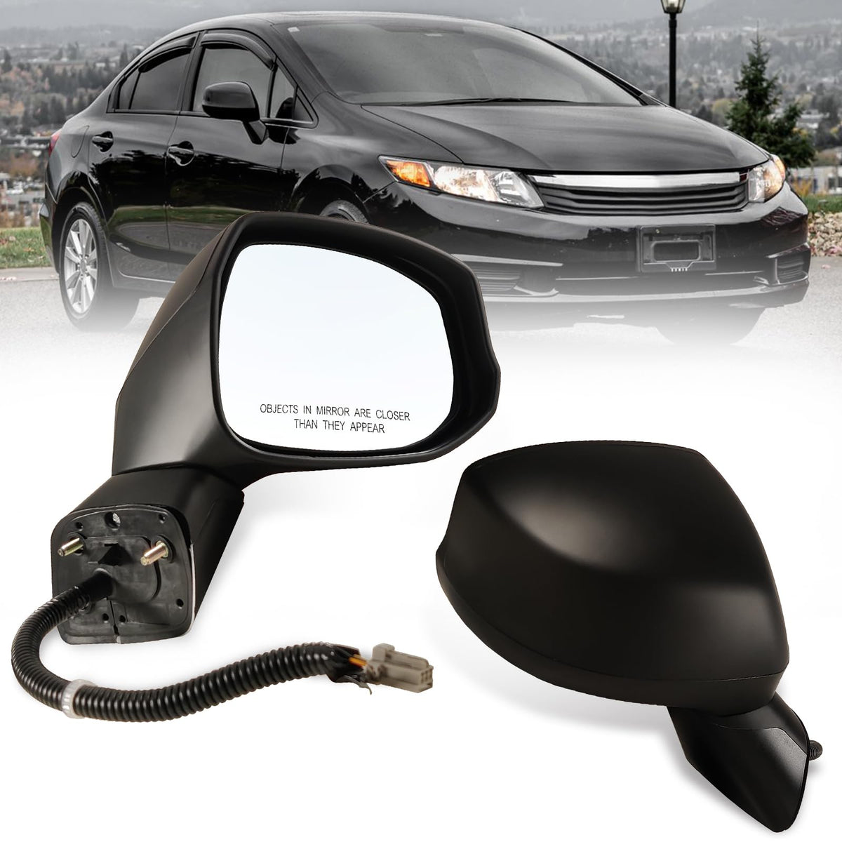 Lqito right passenger mirror for Honda Civic with power glass for clear visibility