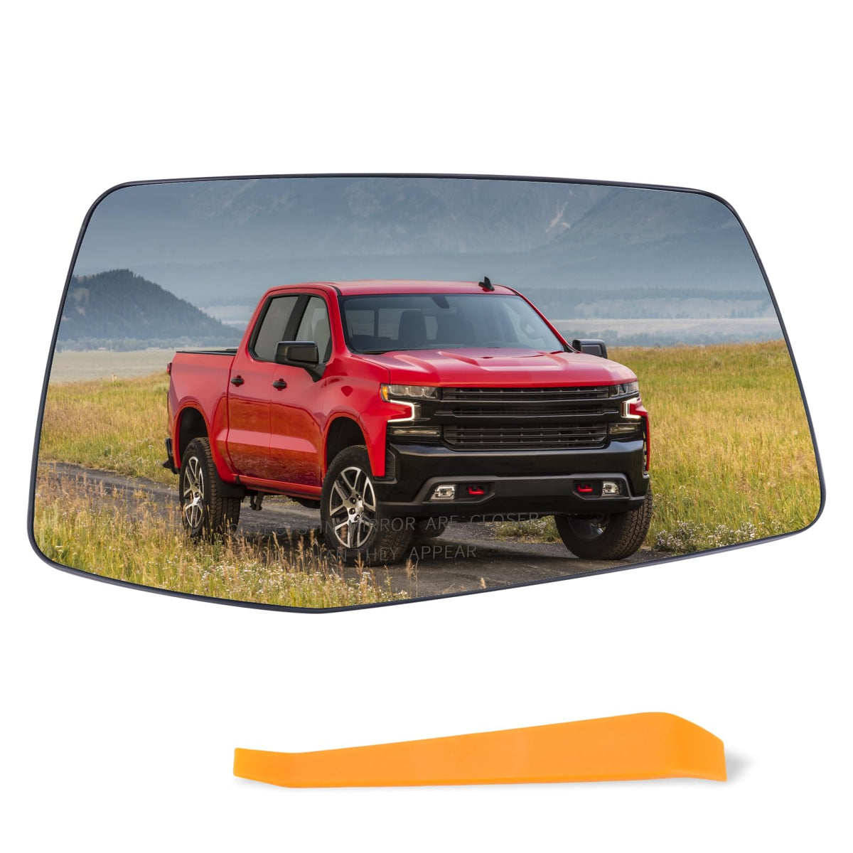Lqito right passenger mirror glass for Chevy Silverado 1500 offers direct replacement clarity.