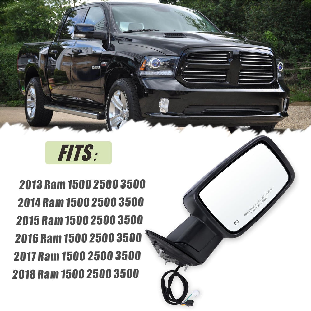 Lqito OEM-replacement mirror for Ram with PA66-GF30 housing.