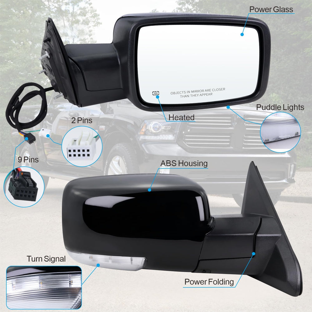 Lqito right passenger mirror with power folding improves parking and tight spots.