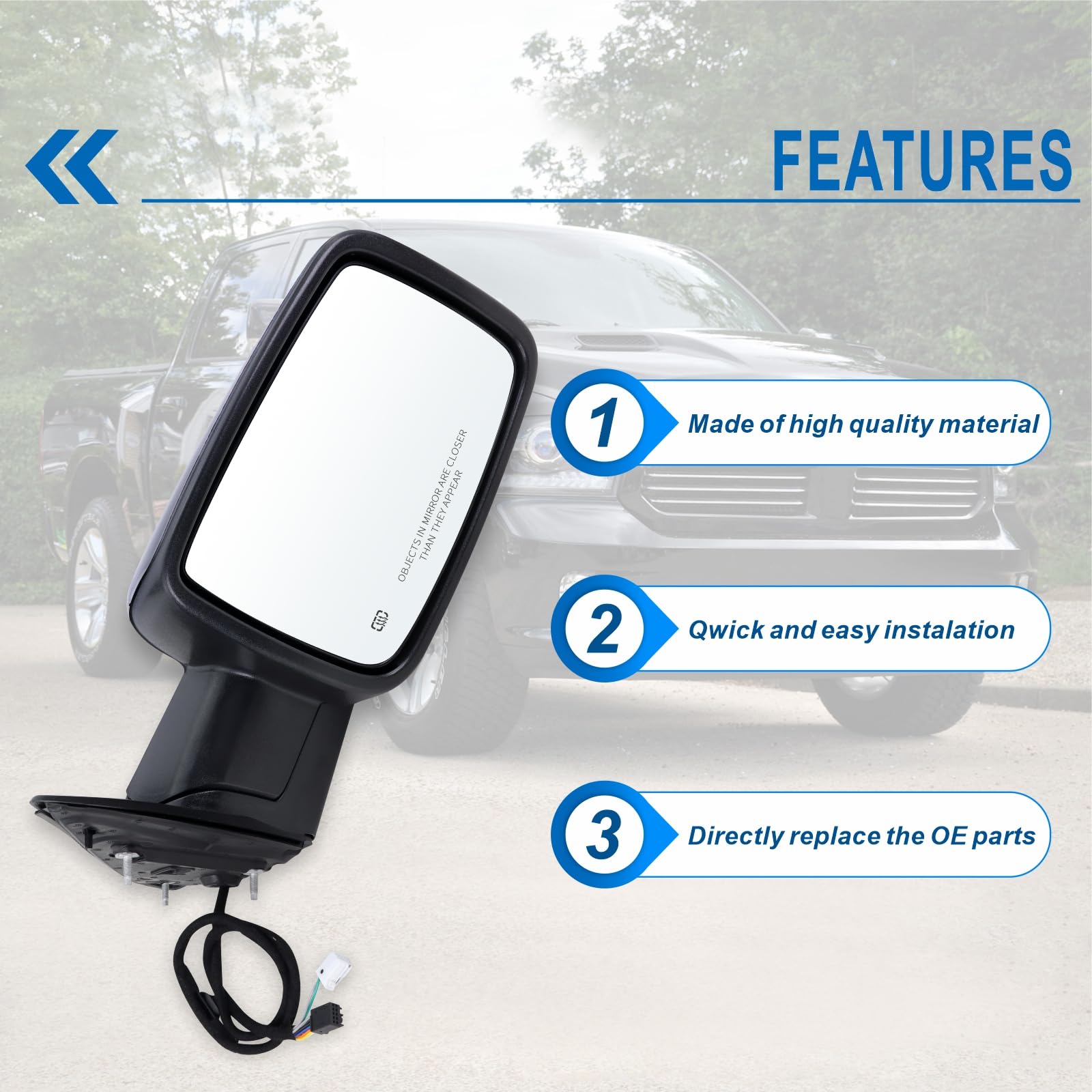 Lqito mirror with turn signal adds clear signaling to surrounding traffic.