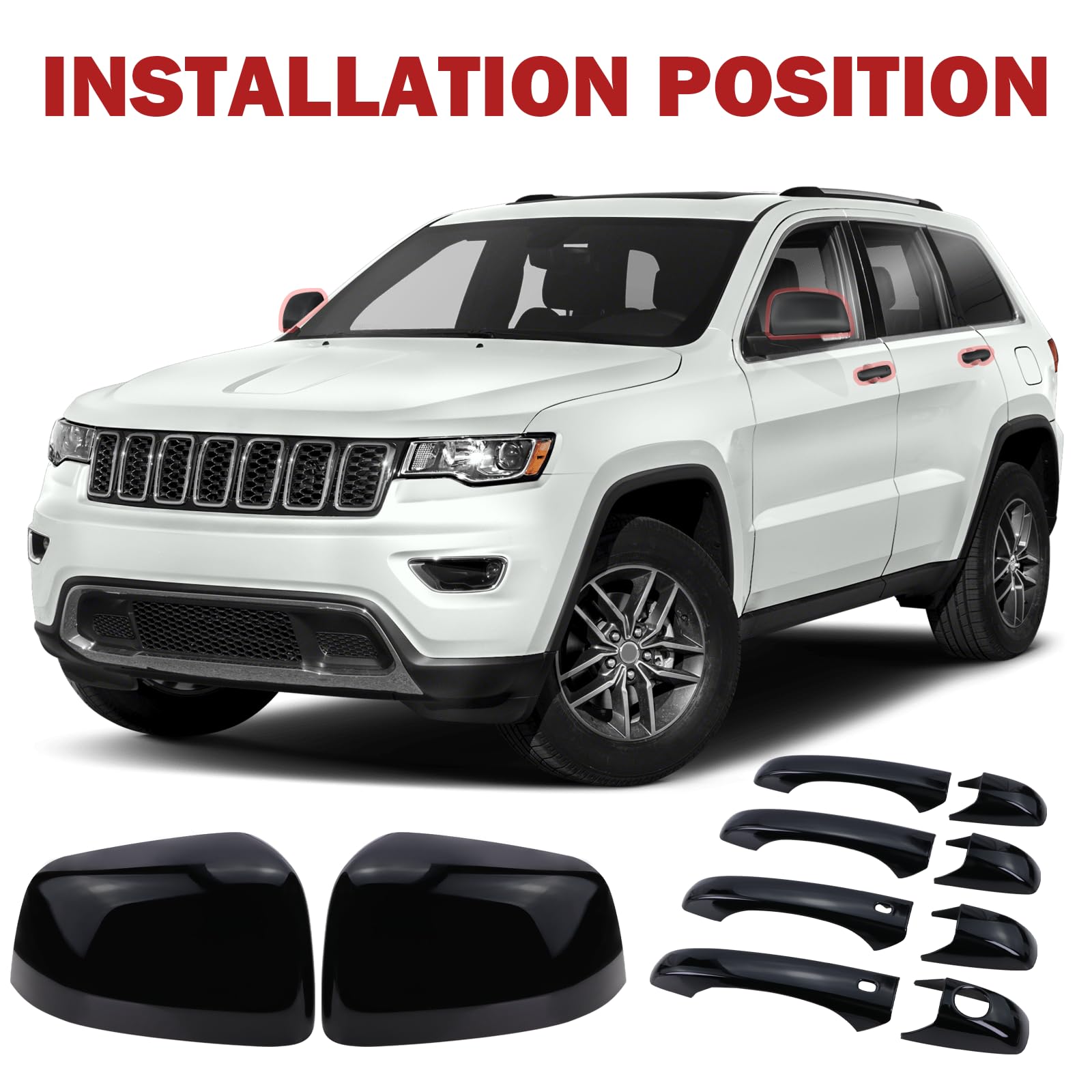 Lqito right side mirror cover in black adds sleek styling and protection.