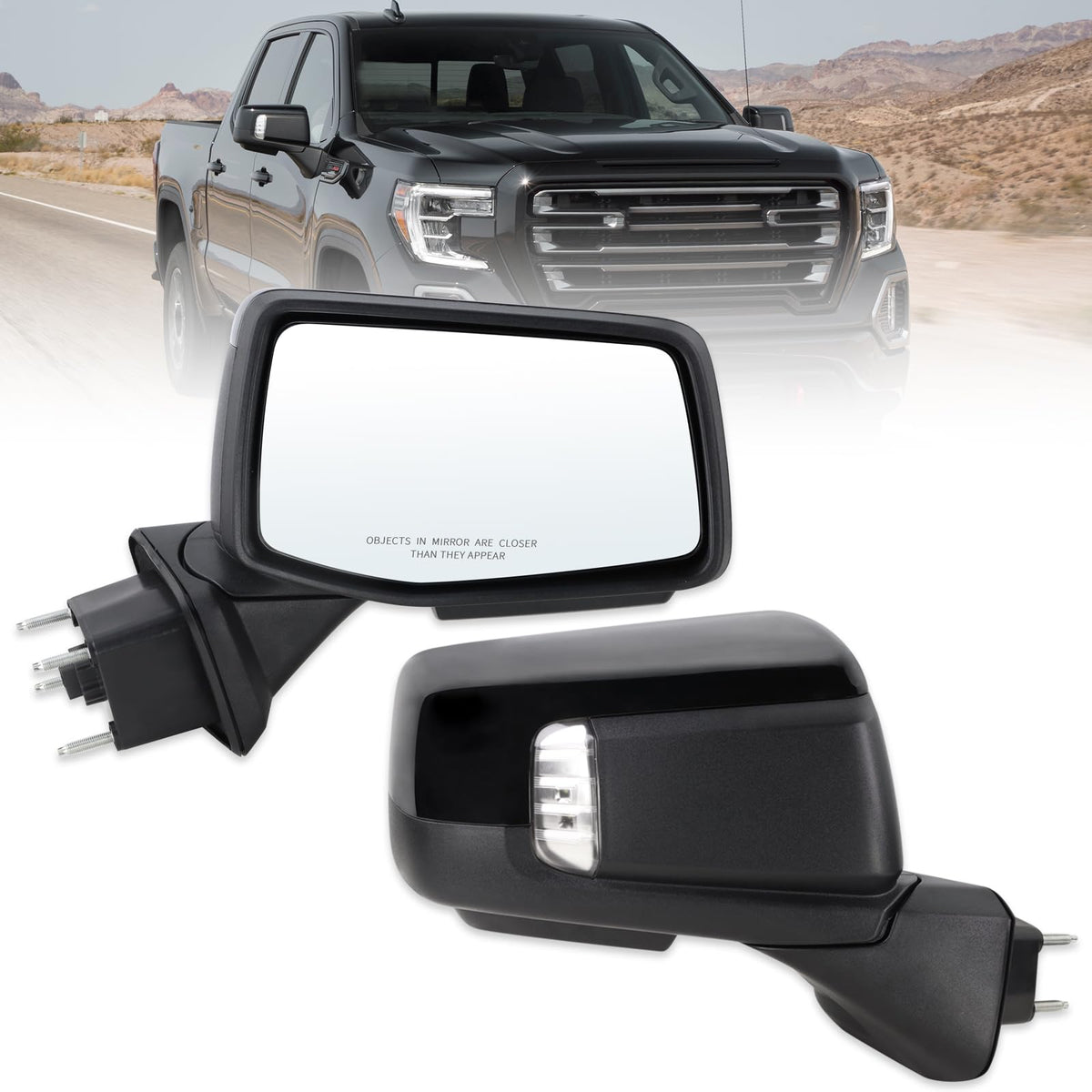 Lqito Sierra 1500 right passenger mirror front view, ready for OEM-style replacement