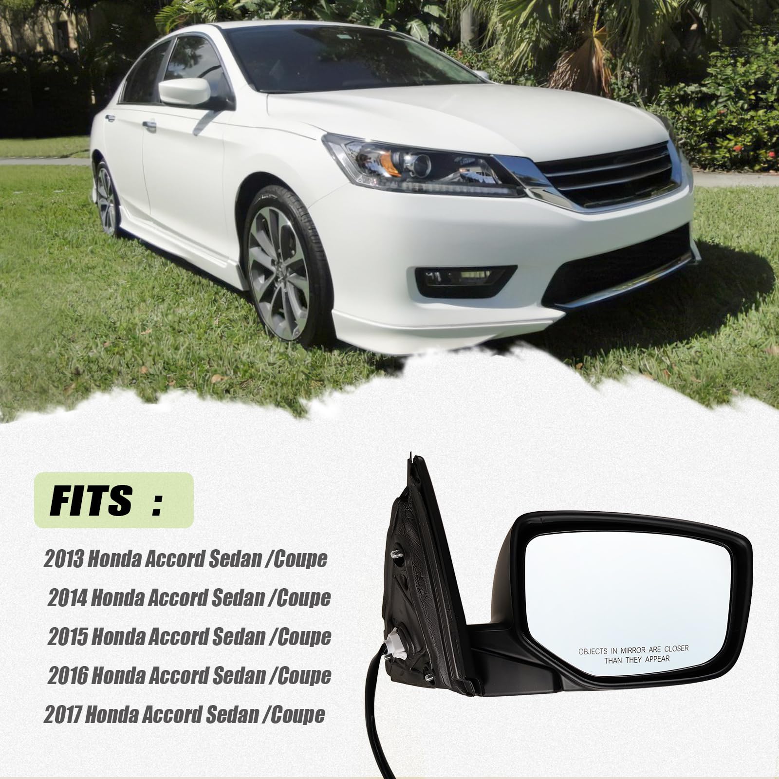 Lqito white-match finish mirror for Accord, delivering a seamless look.