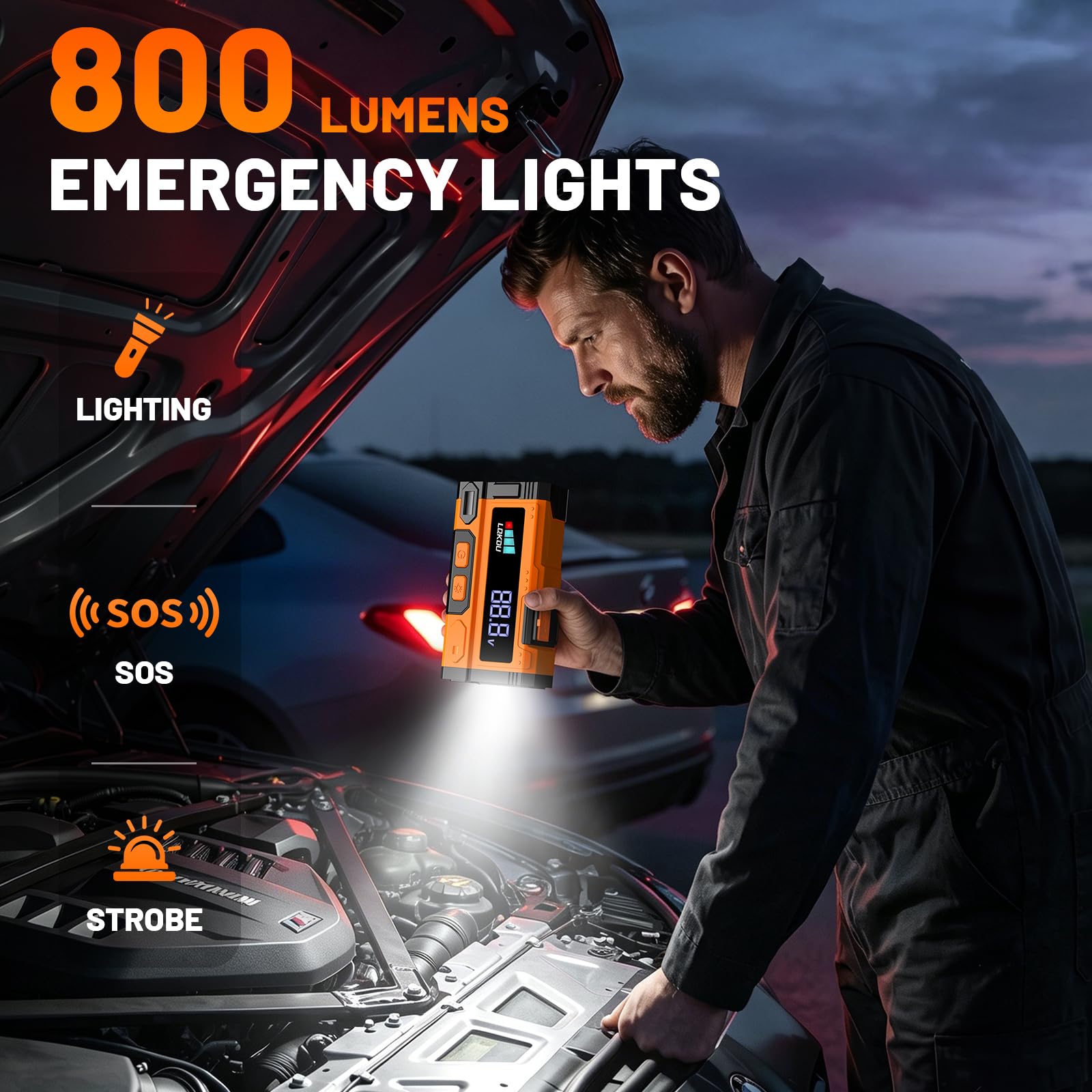 LQKDU 800-lumen flashlight in use providing bright emergency illumination