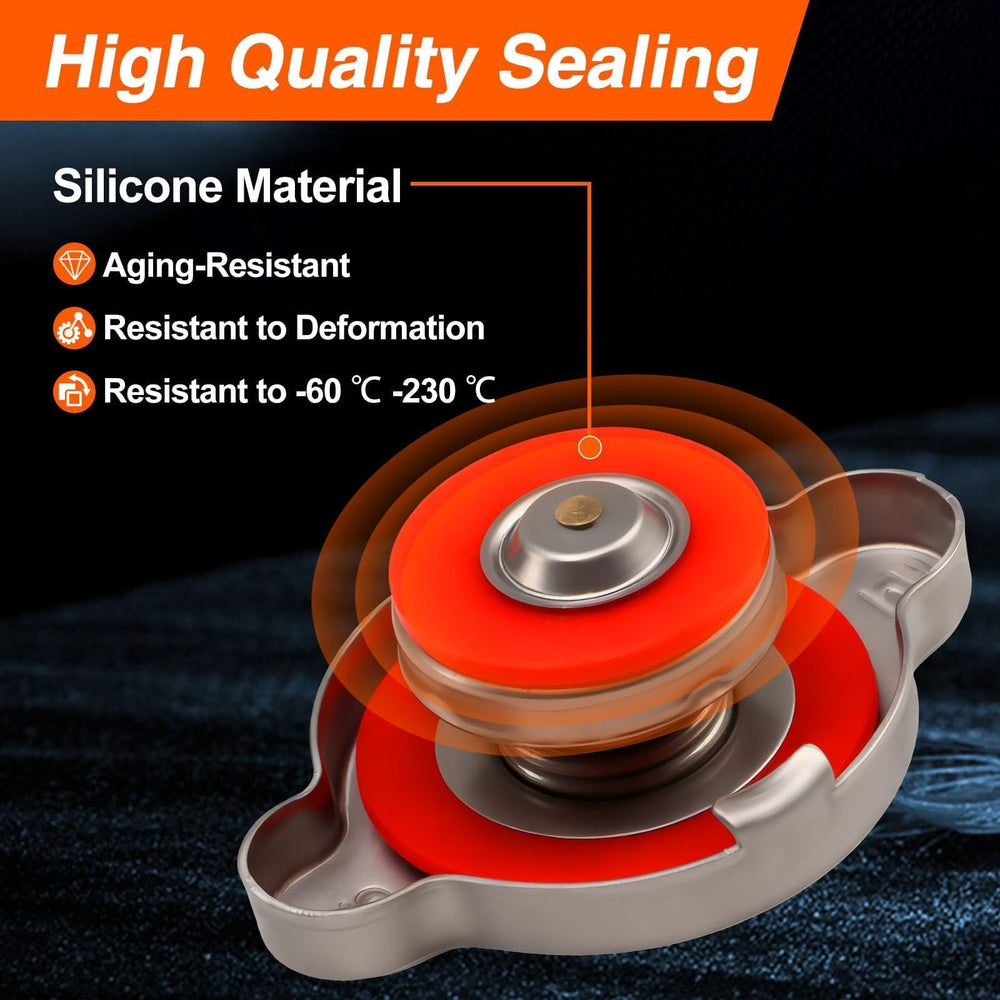 LQYLMY 13 PSI radiator cap side view highlights compact sealing design for a tight seal.
