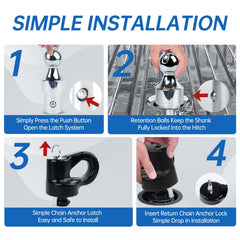 Lrichy safety chain anchors illustrate secure towing setup and quick checks.