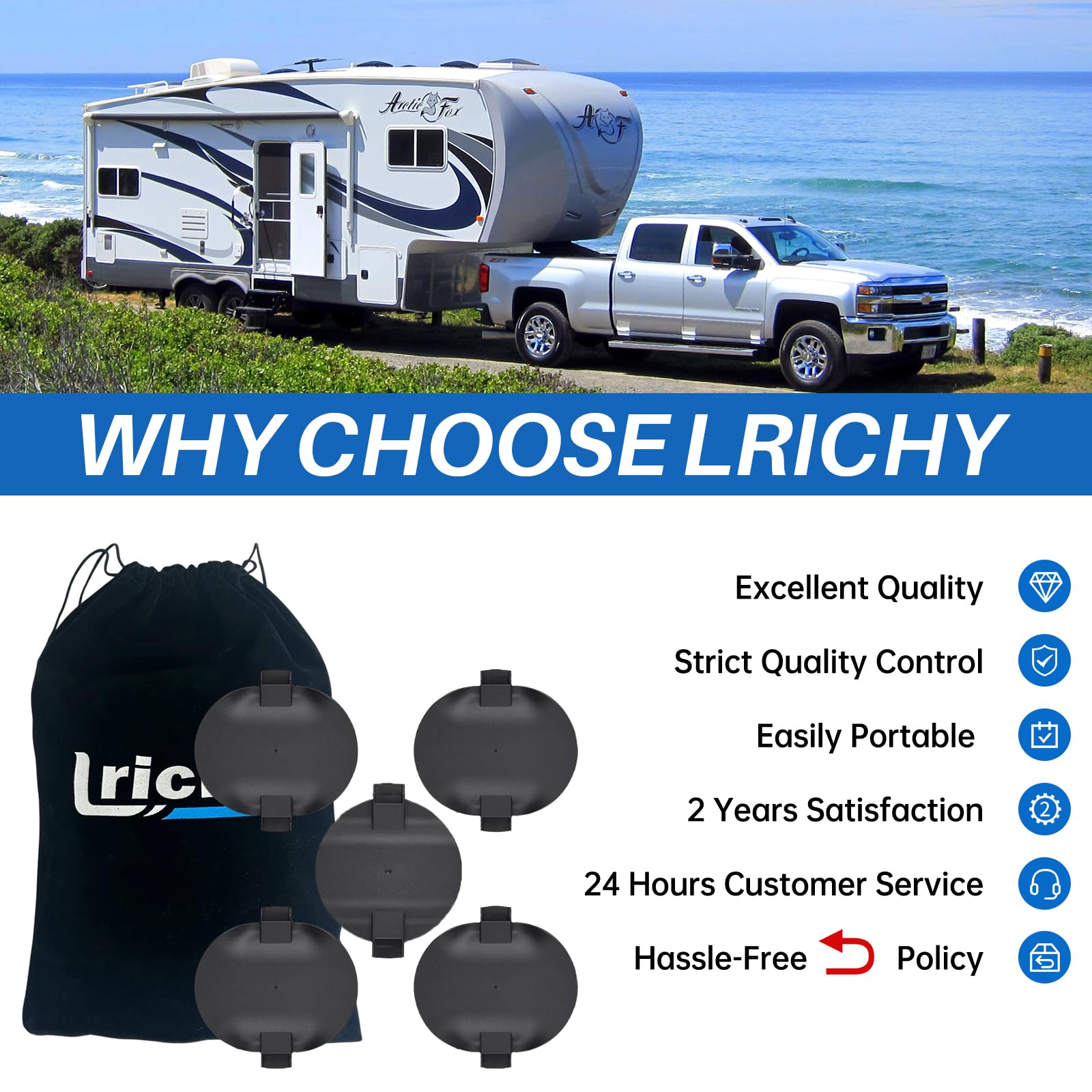 Lrichy truck-compatible design for 2020-2026 Sierra and Silverado fifth-wheel towing.
