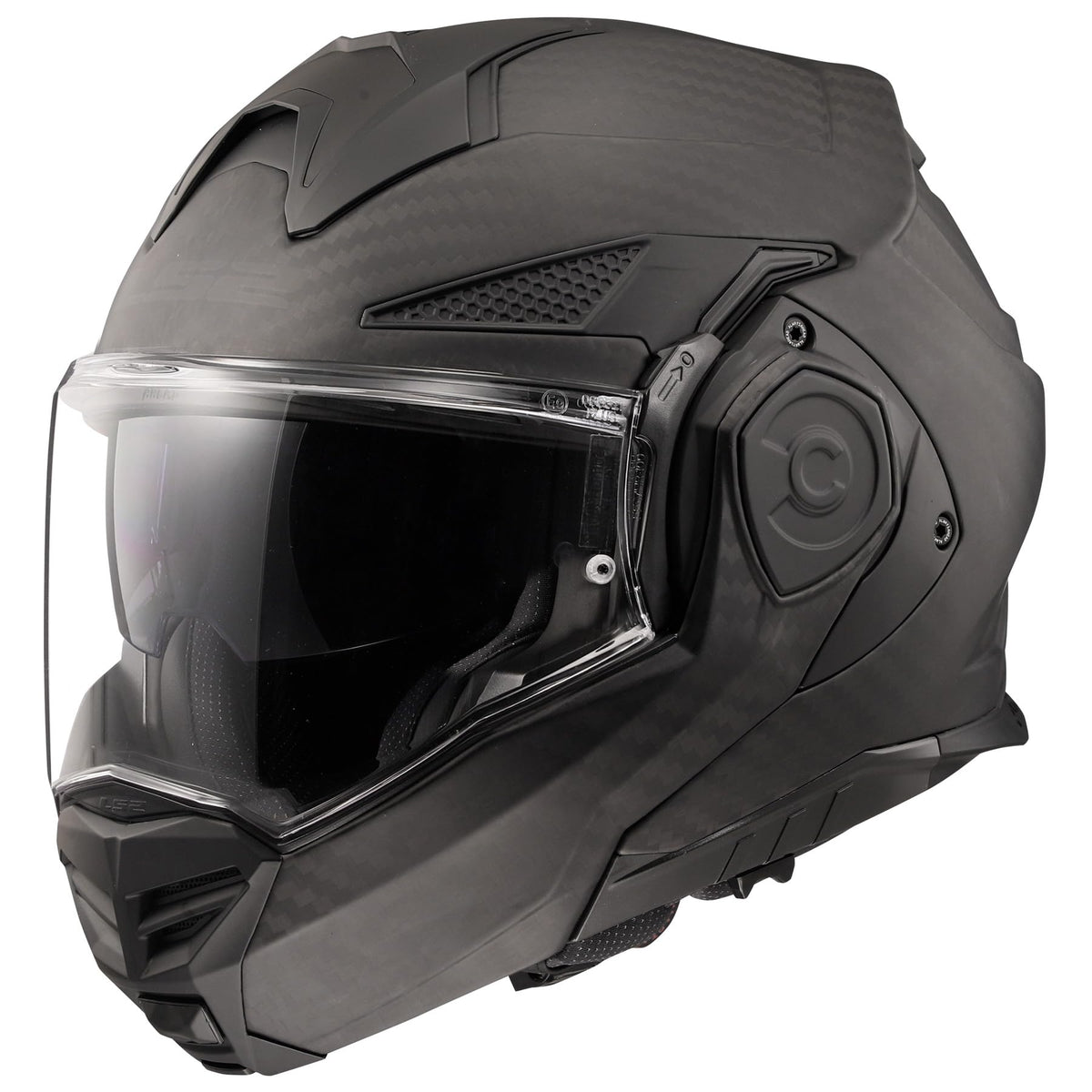 LS2 Advant X Carbon helmet front view with matte black finish and slim profile for city rides