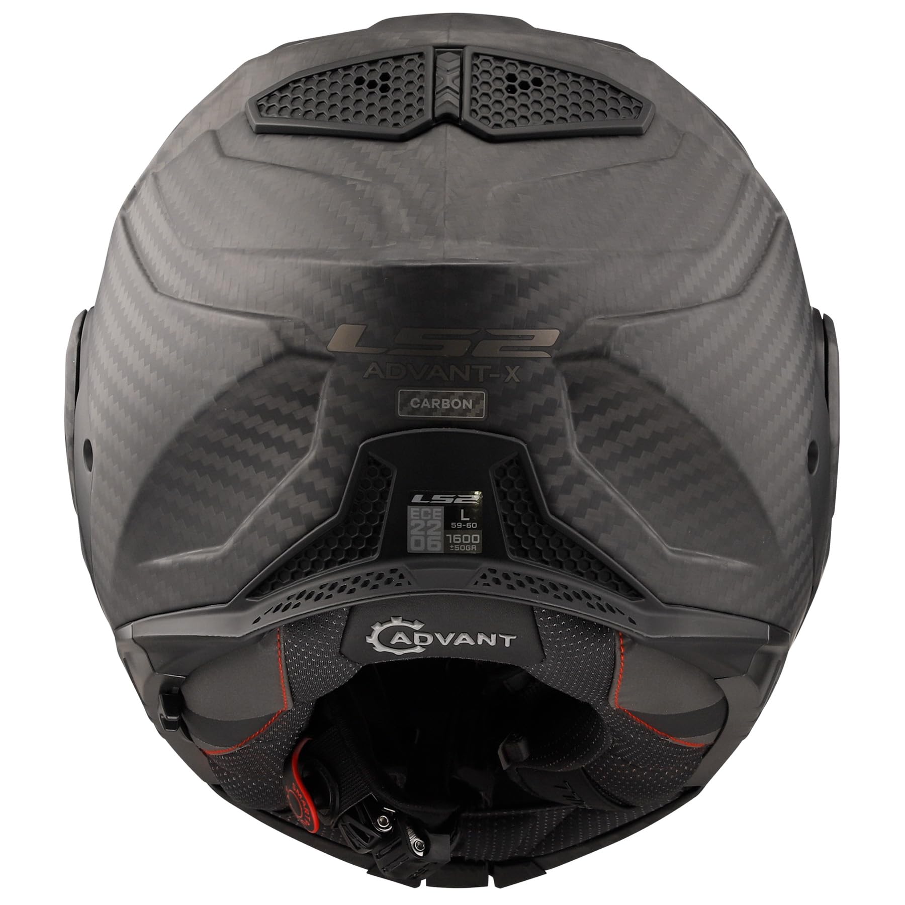 LS2 Advant X Carbon helmet ventilation system highlights multi-port airflow for temperature control