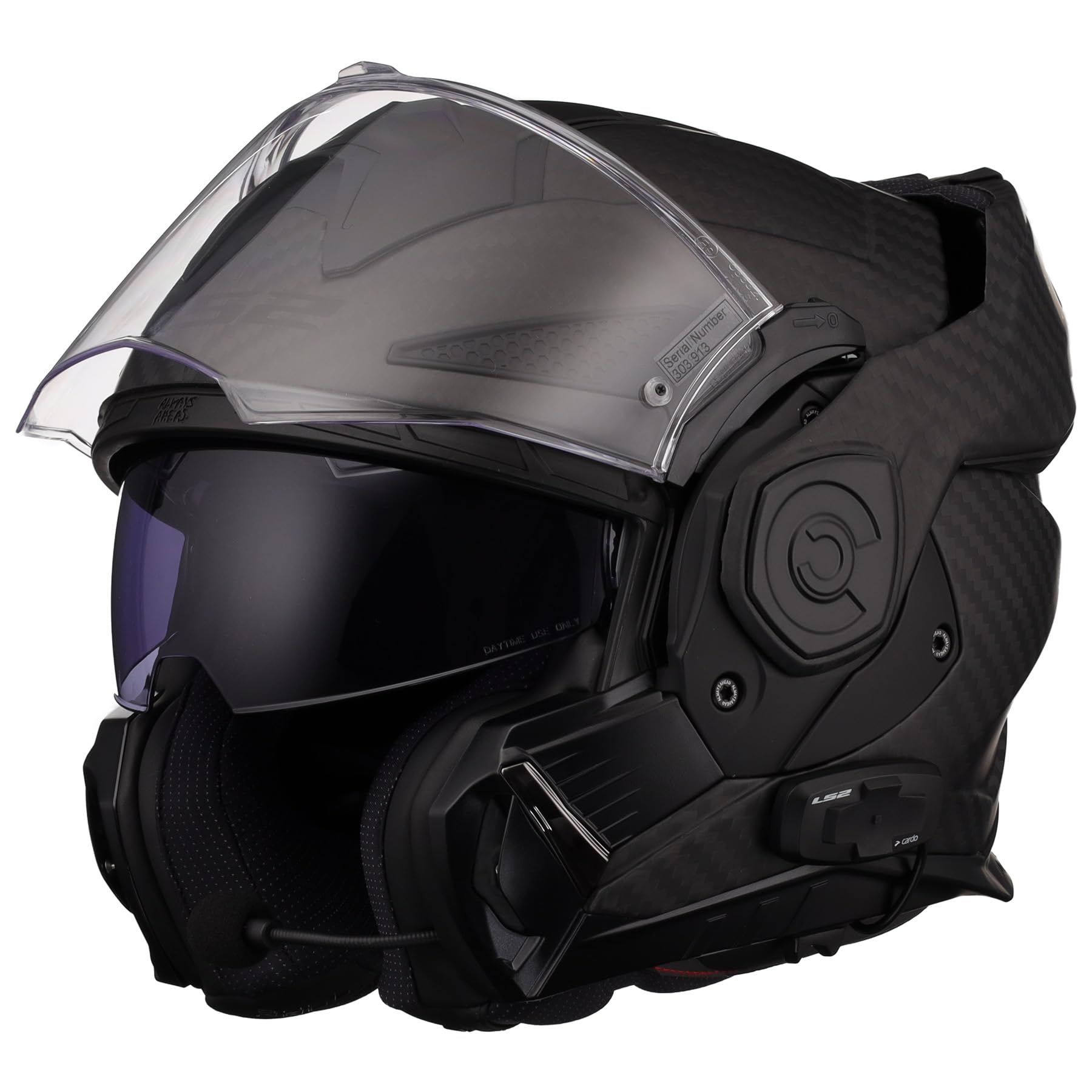 LS2 Advant X face shield with quick-release and built-in sun visor.