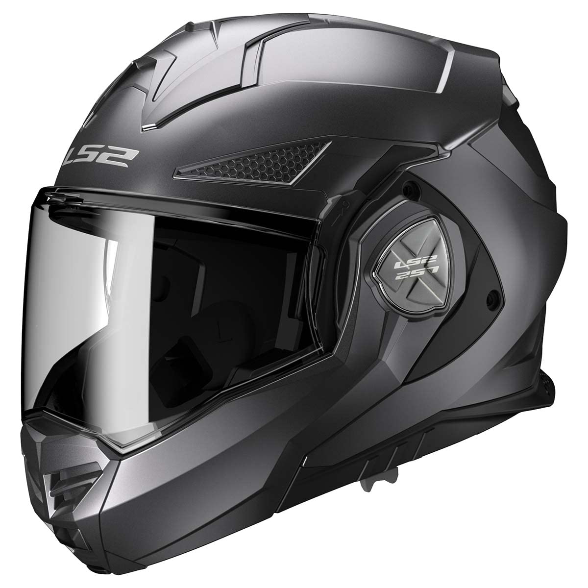 LS2 Advant X modular helmet, matte titanium, XS, quick-on/off with built-in sun shield