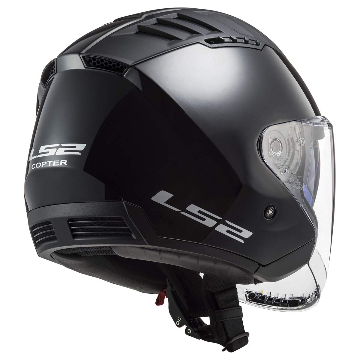 LS2 Copter open face helmet, side view, breathable padding for all-day comfort.