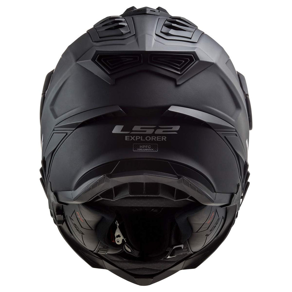 LS2 Explorer XT top view highlighting the matte coating and silhouette.