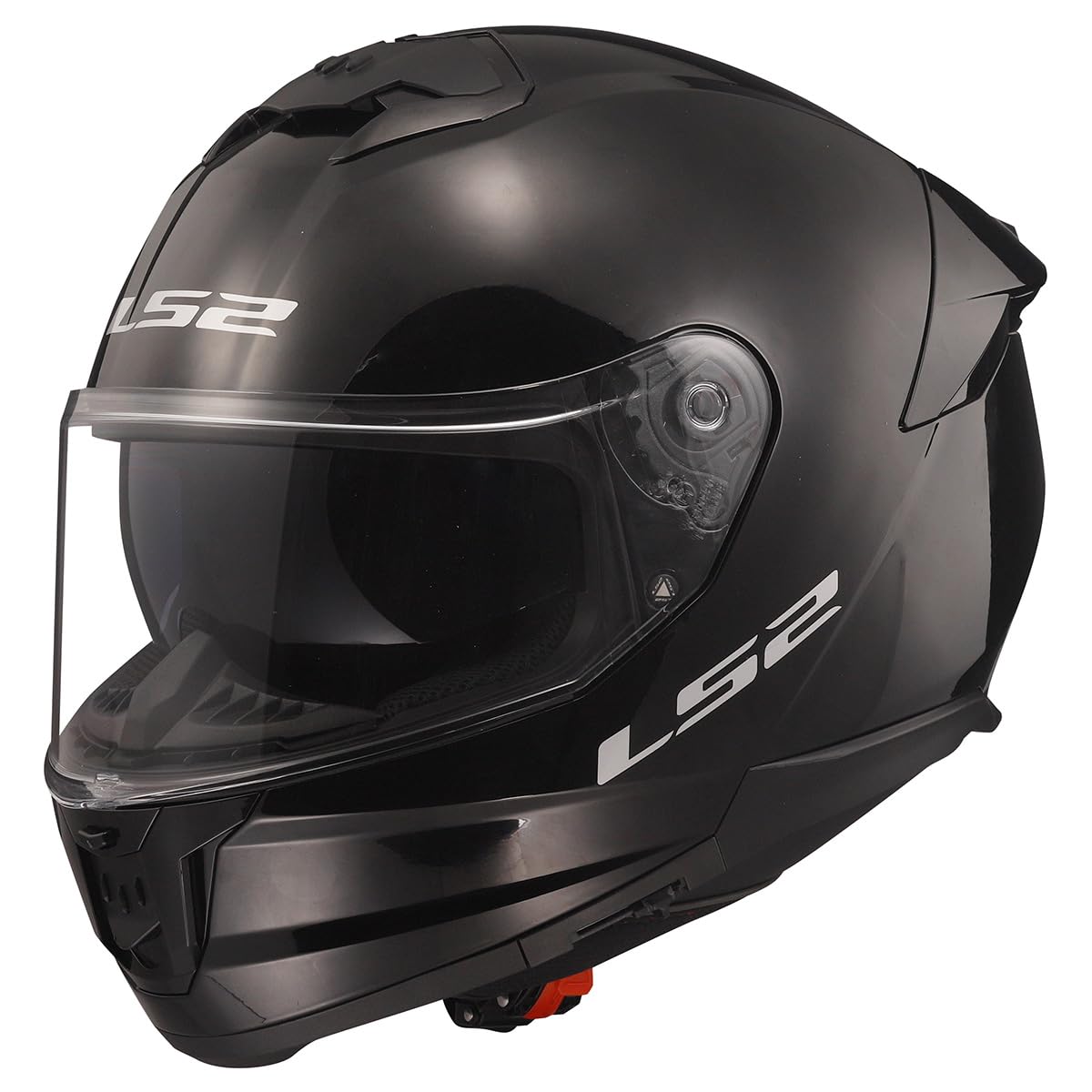 LS2 Stream II full-face shell in gloss black provides confident all-weather protection.