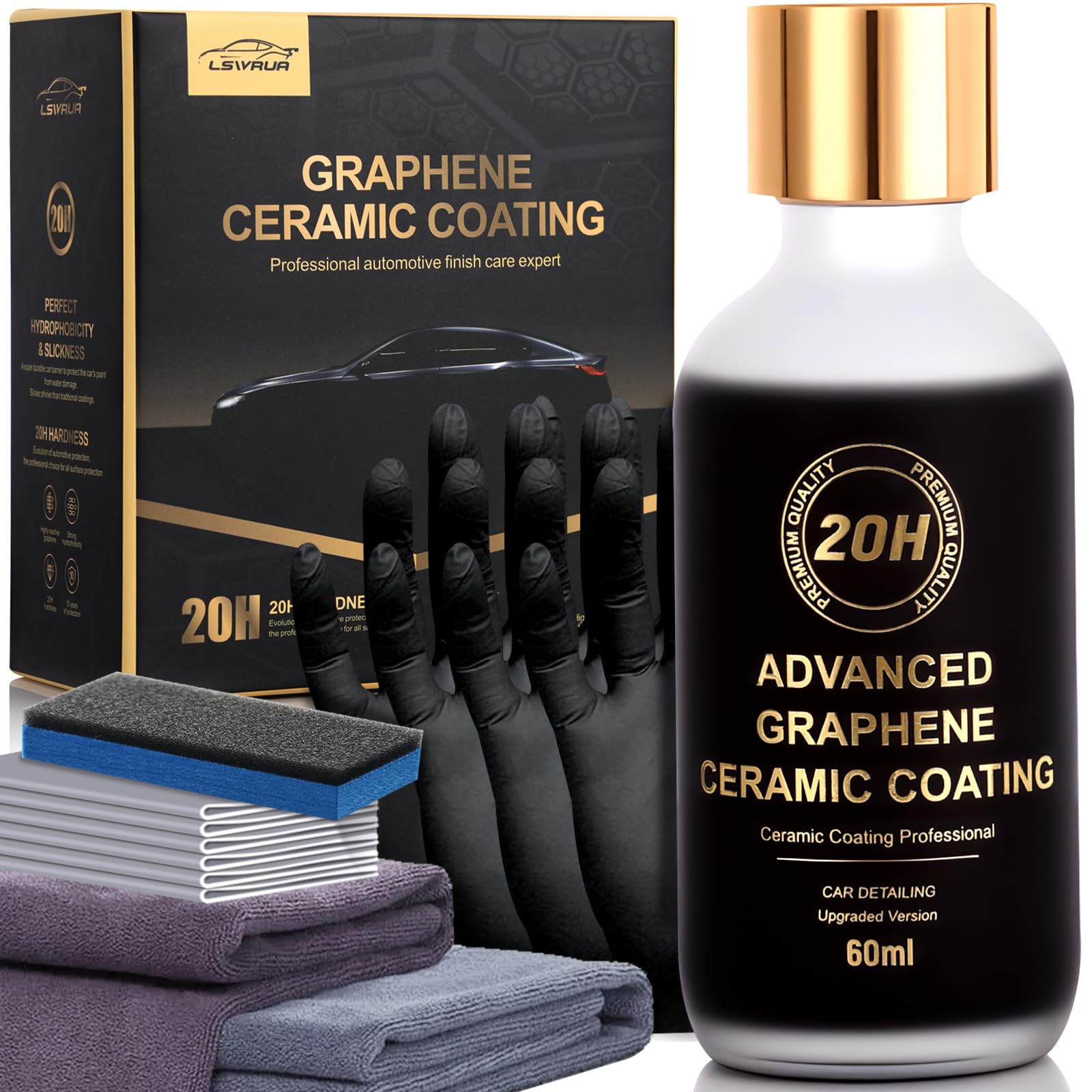 LSAVRUa 20H graphene coating bottle showing durable protection for vehicles