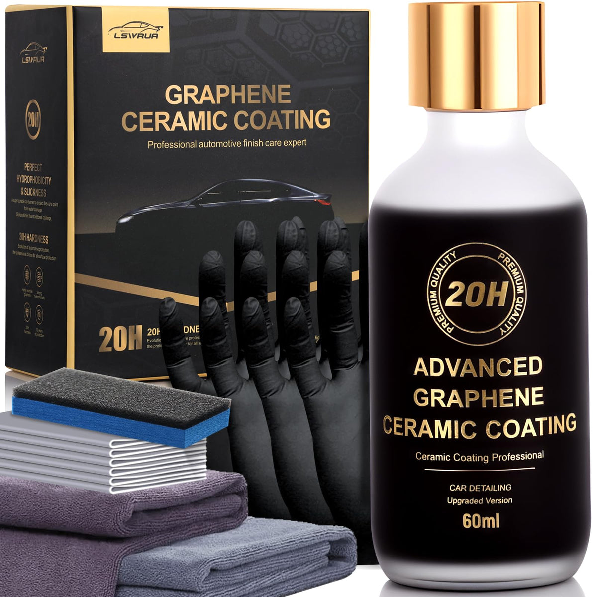 LSAVRUa 20H graphene coating bottle showing durable protection for vehicles