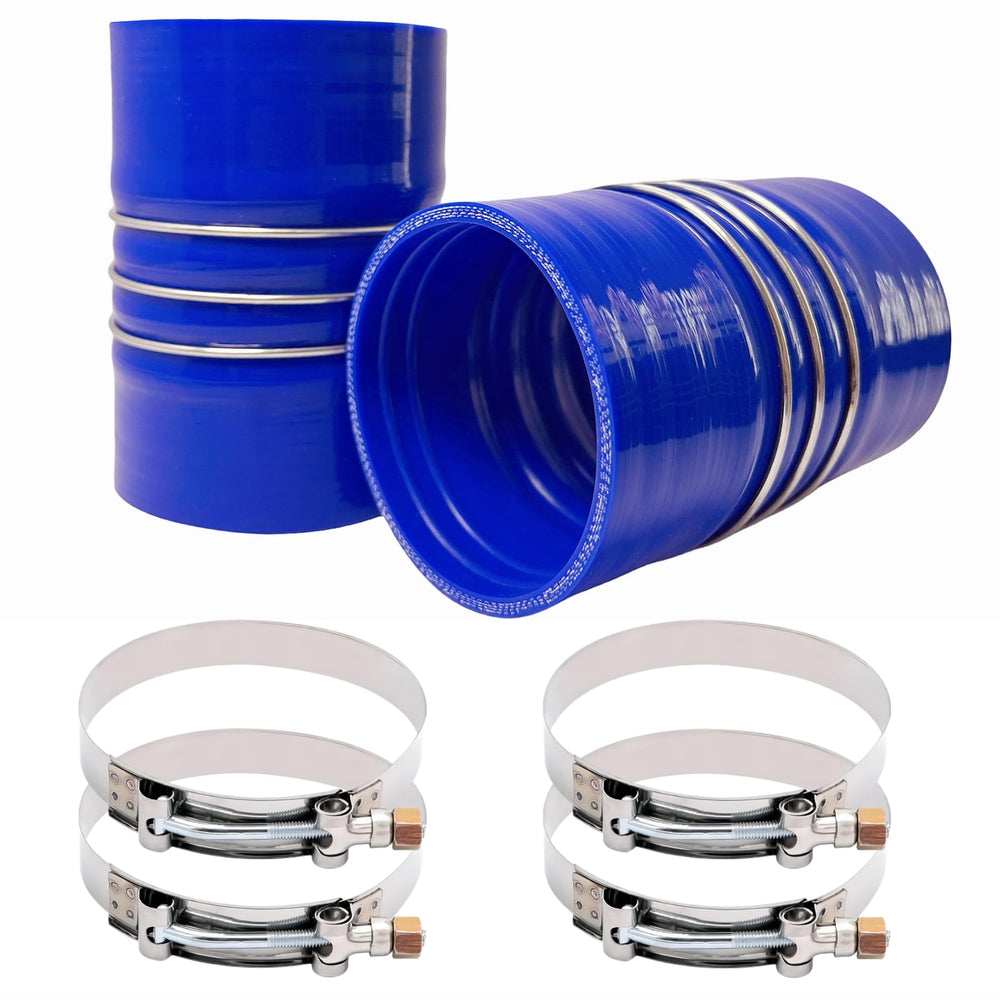 LSDZWORK hump hose closeup highlights blue finish and three reinforcement rings.