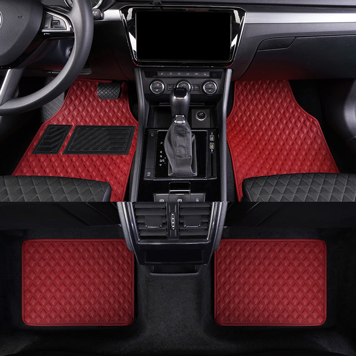 LSXUANCHU front driver mat in wine red provides durable protection and a refreshed interior.