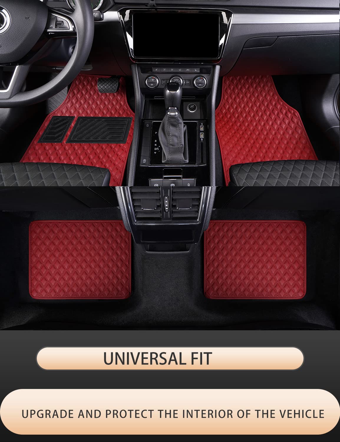 LSXUANCHU front passenger mat in wine red for all weather interior defense.