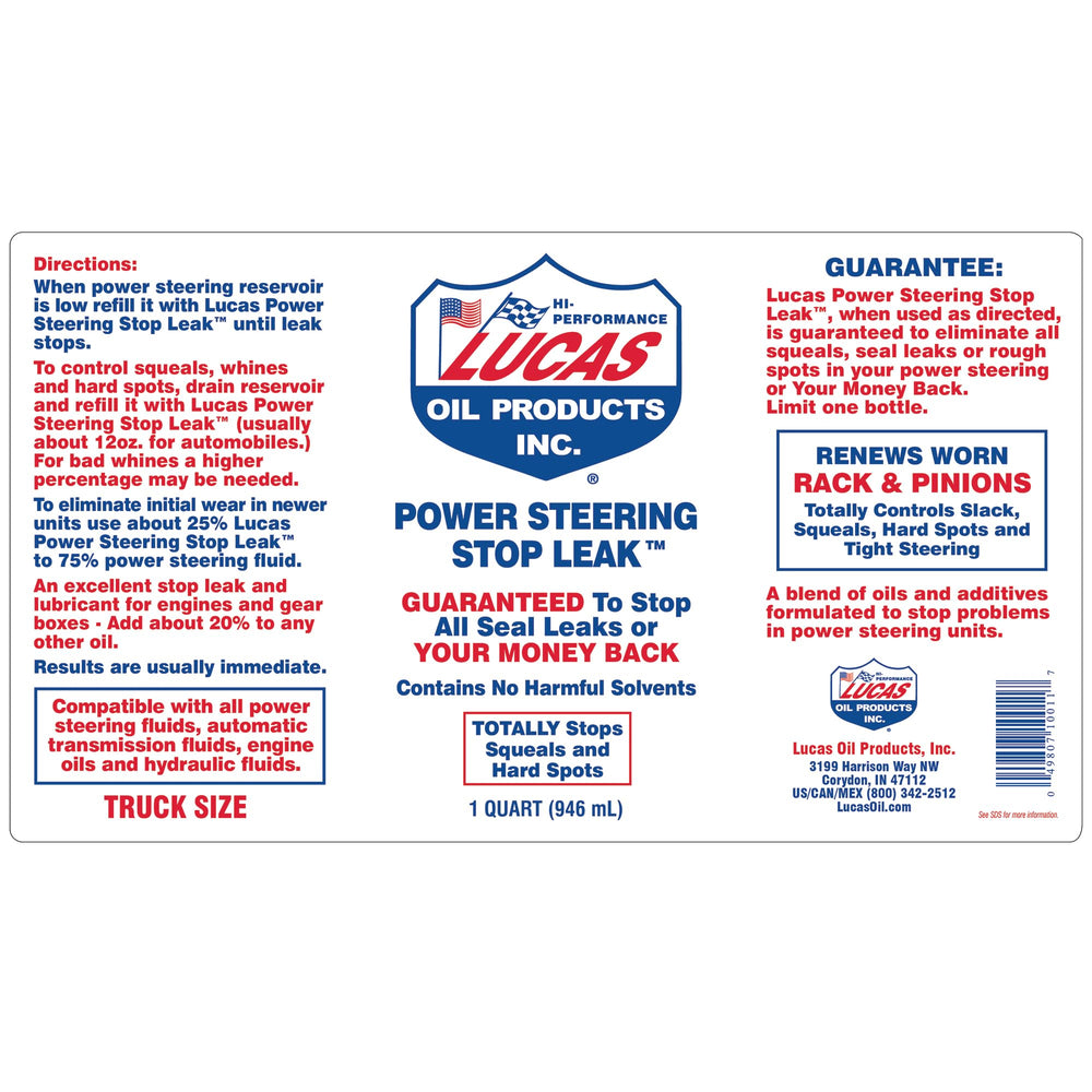 Lucas Oil 10011-PK12 bottle pouring into power steering reservoir