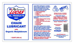 Lucas Oil 10014 application image shows extreme pressure protection for sprockets and open gears.