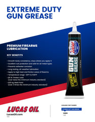 Lucas Oil Extreme Duty Grease Gun 1oz label shows durable design