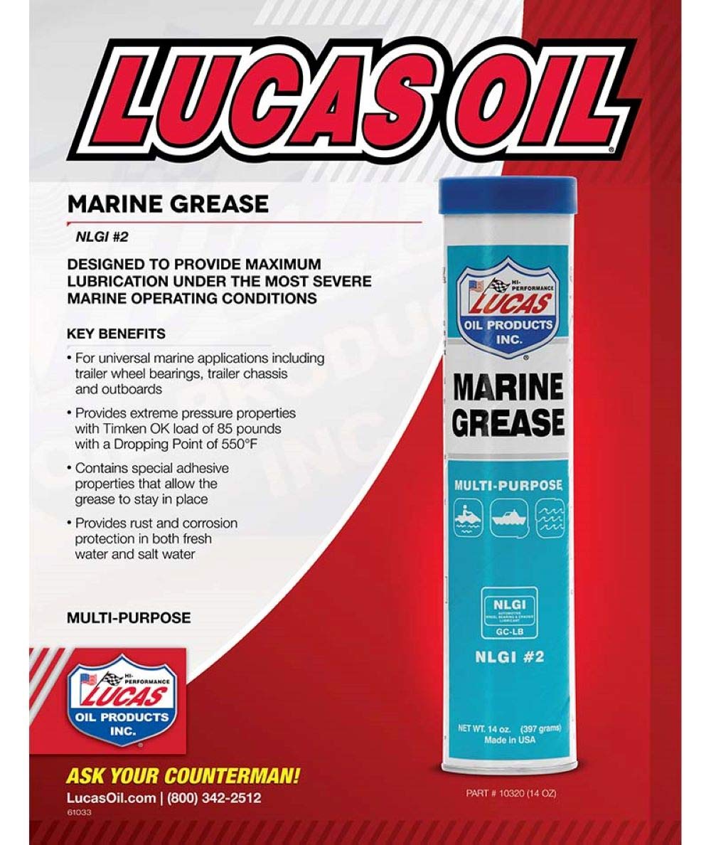 Lucas Oil Marine Grease on outboard motor components for enduring adhesion