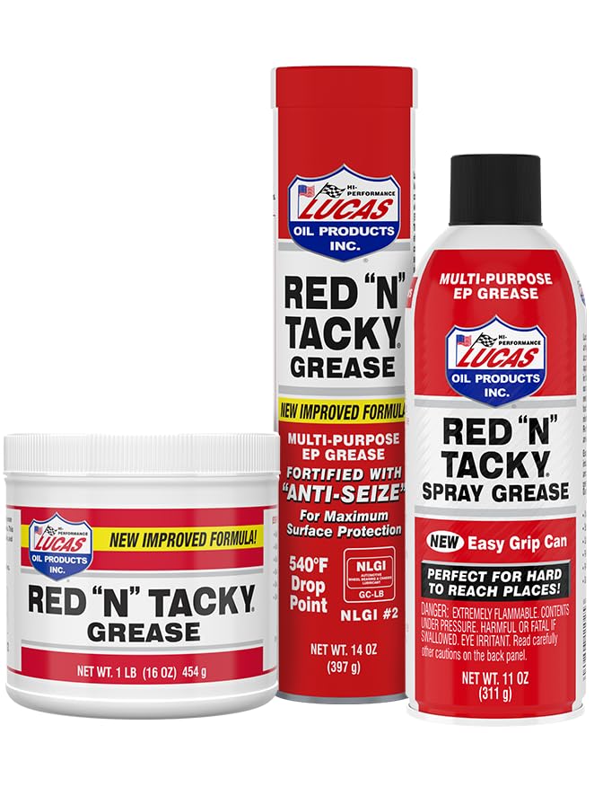 Lucas Oil Red N Tacky Grease on pivot points demonstrating rust and water resistance.