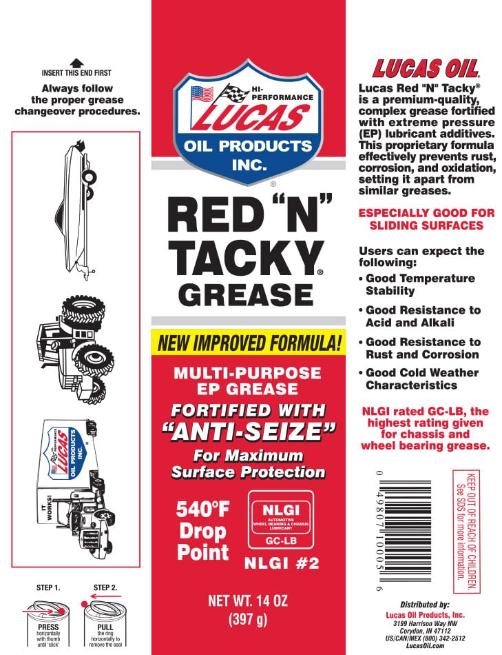Lucas Oil Red N Tacky Grease pack of 30 ready for automotive and industrial applications.