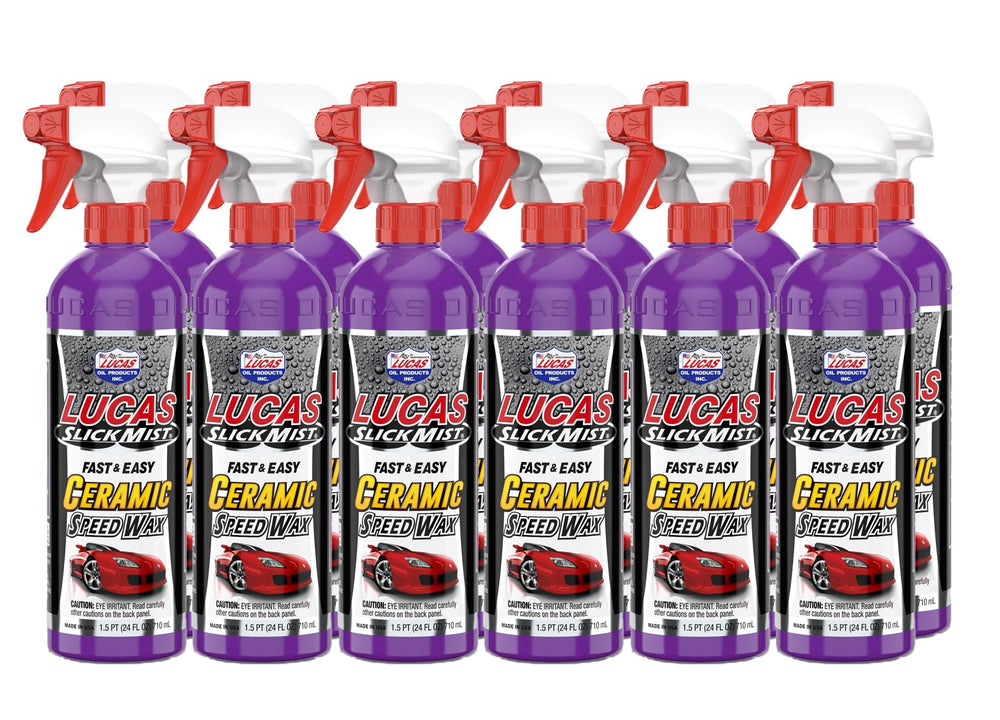 Lucas Oil Slick Mist Ceramic Speed Wax beading test shows durable hydrophobic protection after wash.