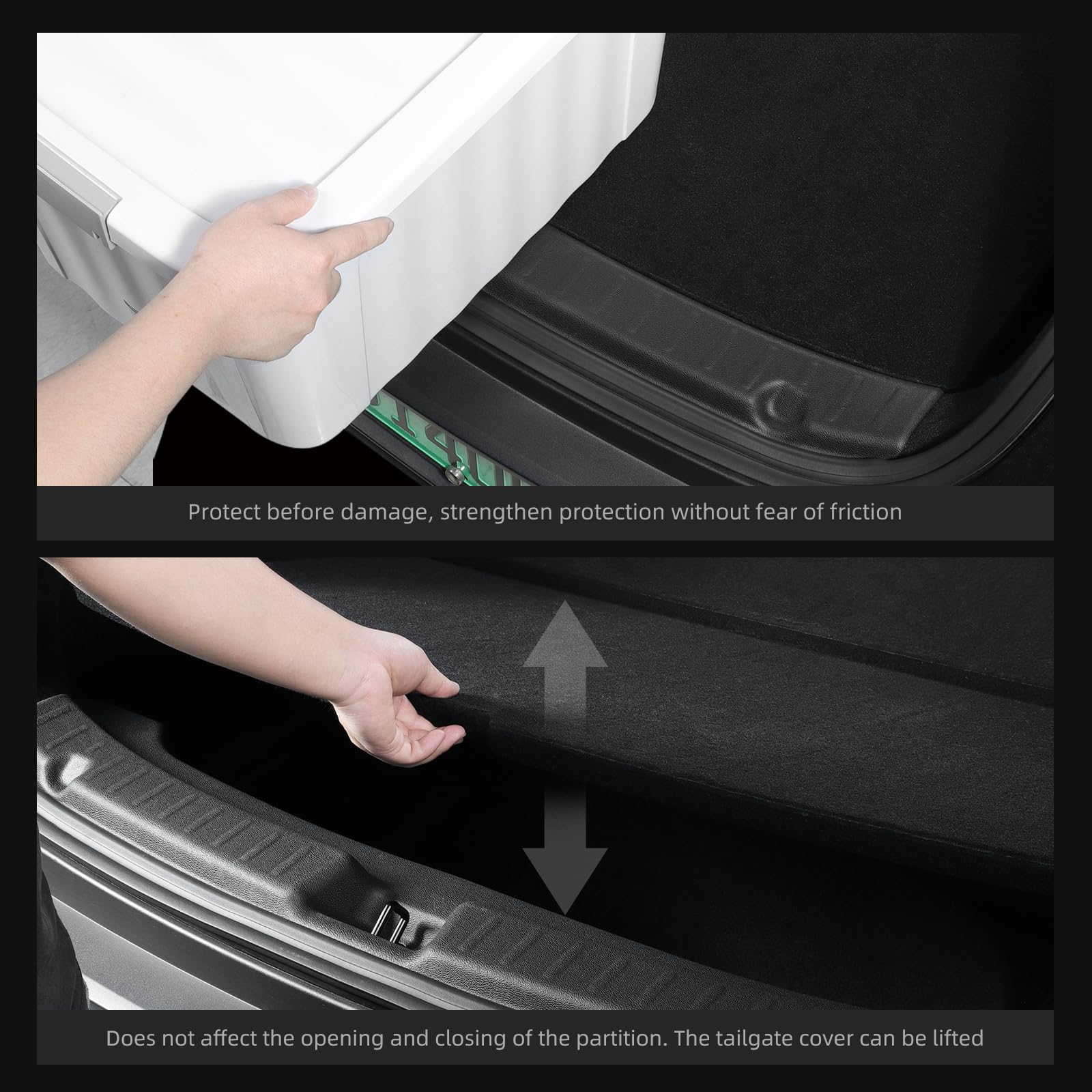 LUCKEASY All-weather protection guards rear bumper against spills.