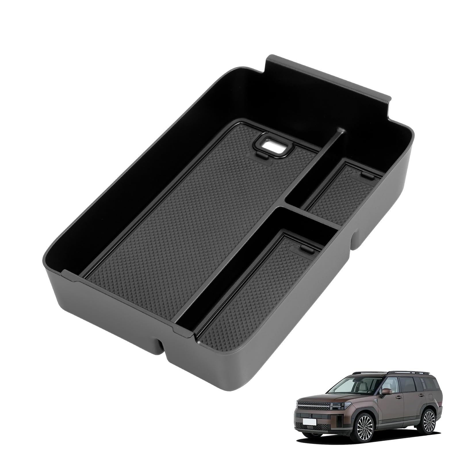 LUCKEASY armrest box design for Santa Fe enhances accessible storage inside.