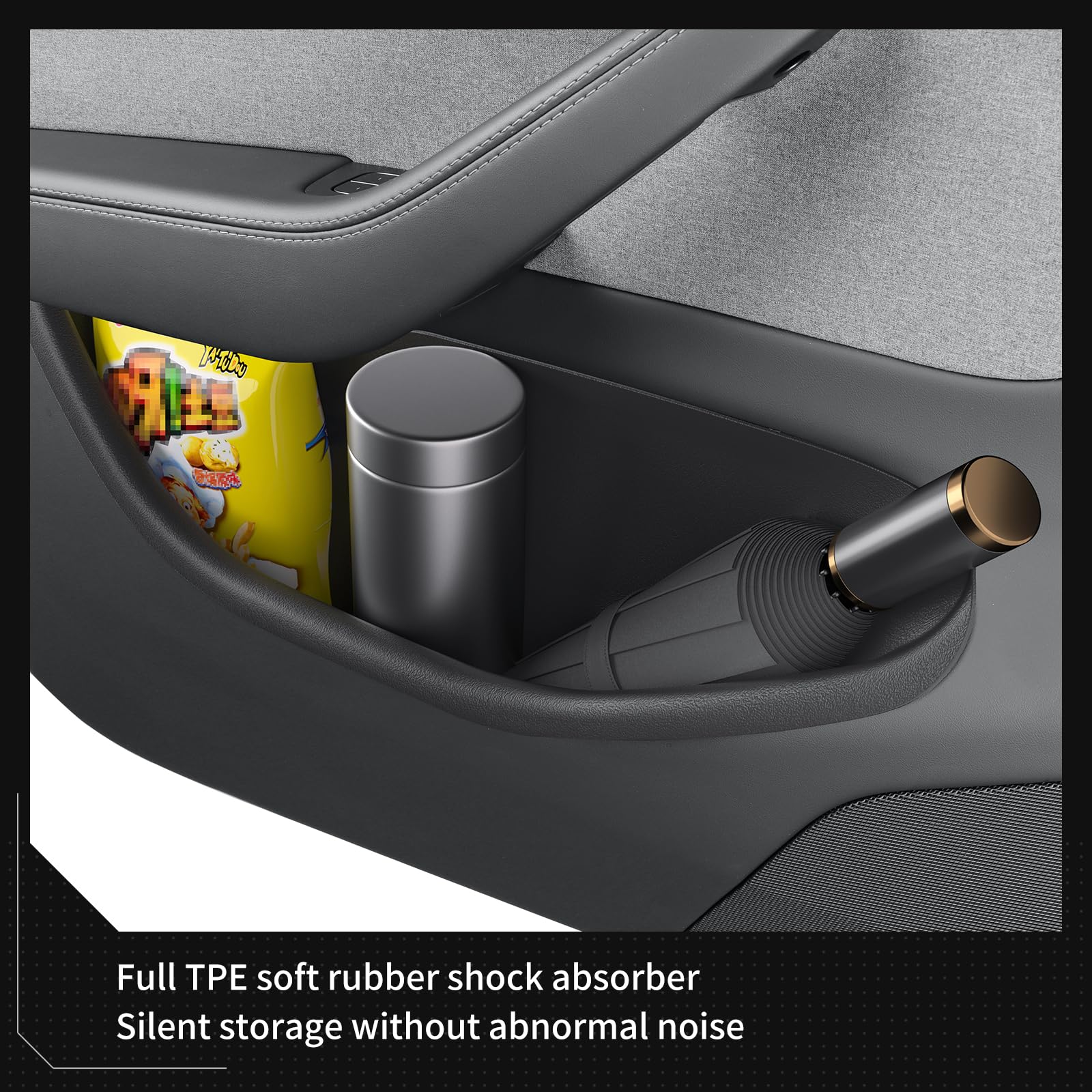 Luckeasy door-side storage helps keep phones and umbrellas tidy inside.