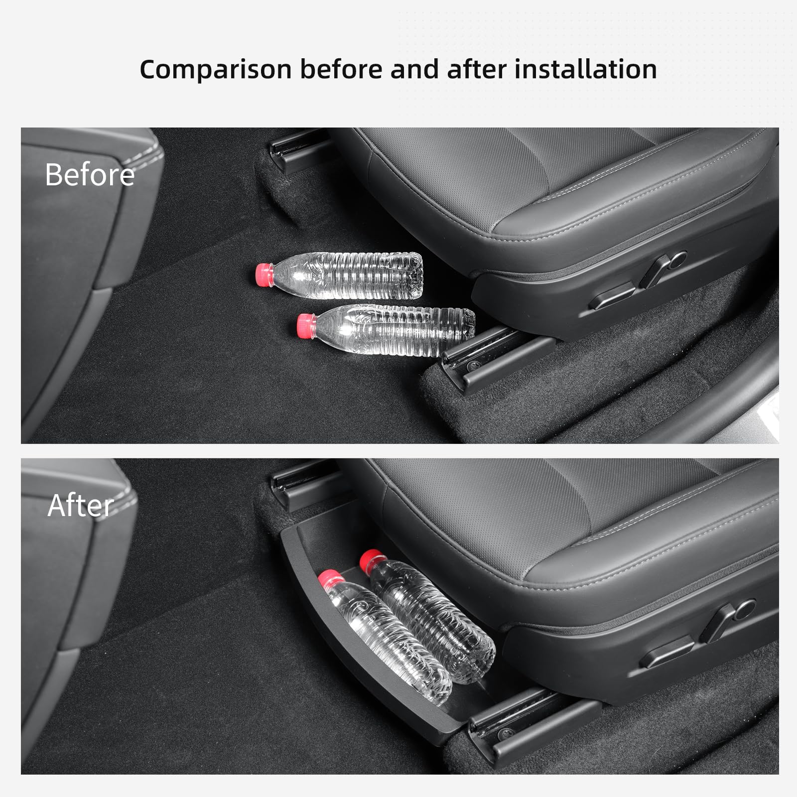 LUCKEASY easy-clean underseat storage cleans with water or damp cloth.