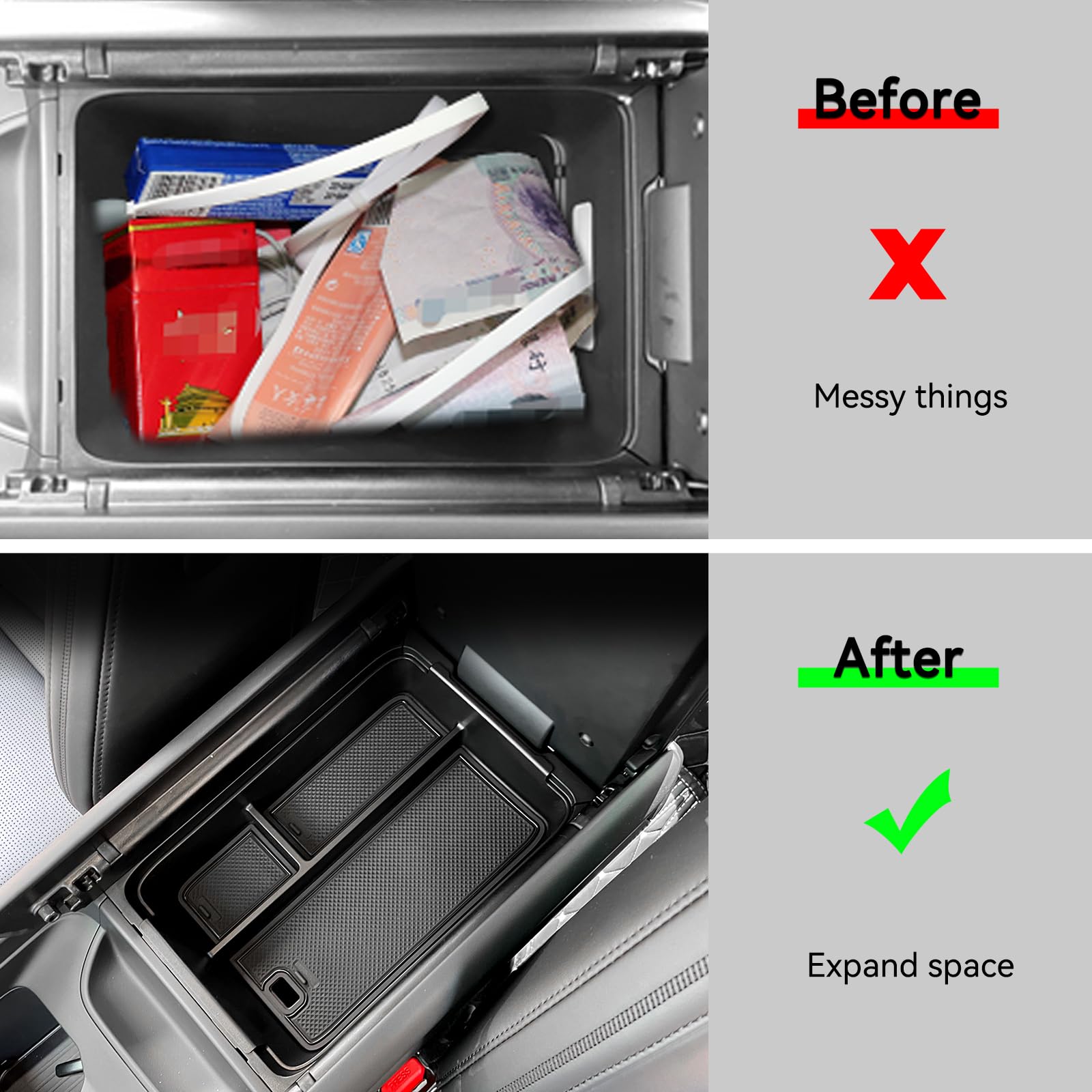 LUCKEASY easy-install center console organizer for Santa Fe fits quickly.