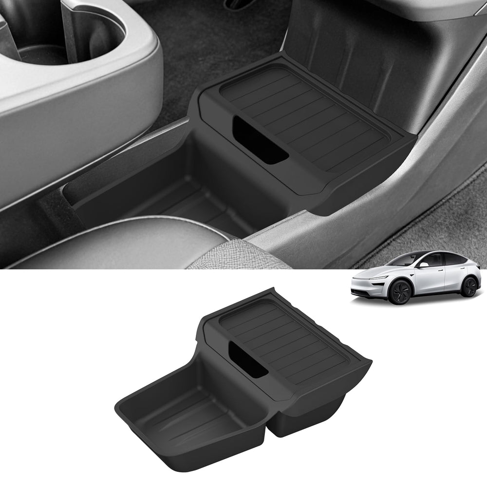 LUCKEASY lower center console front view for Model Y boosts cabin organization during drives.