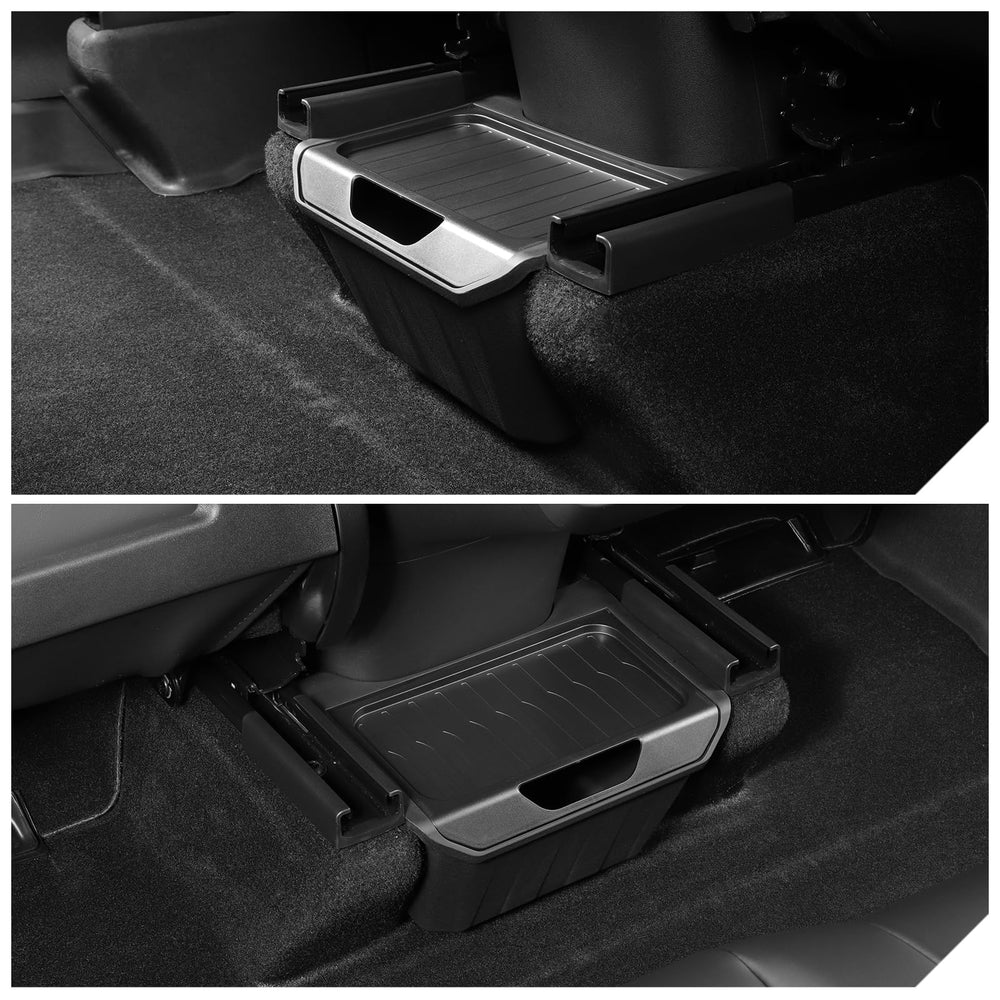 LUCKEASY Model Y 2nd-row storage under floor reduces clutter.