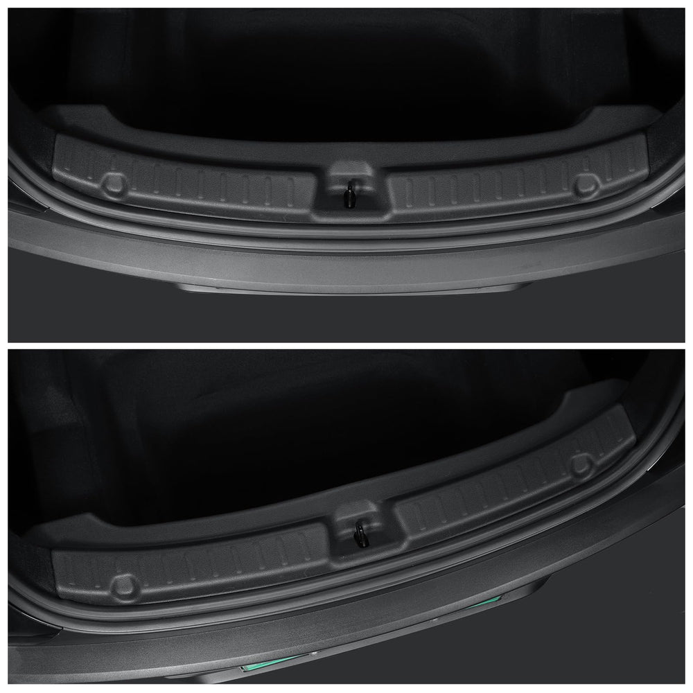 LUCKEASY Rear Bumper Guard trunk-edge protection in Model Y.