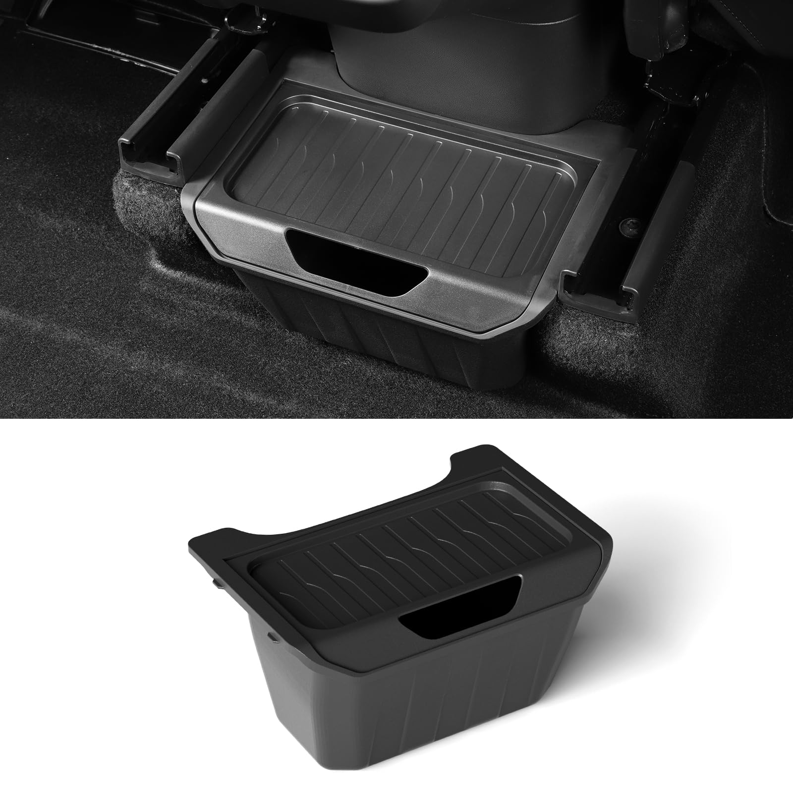 LUCKEASY rear center console organizer for Model Y keeps items neatly organized.
